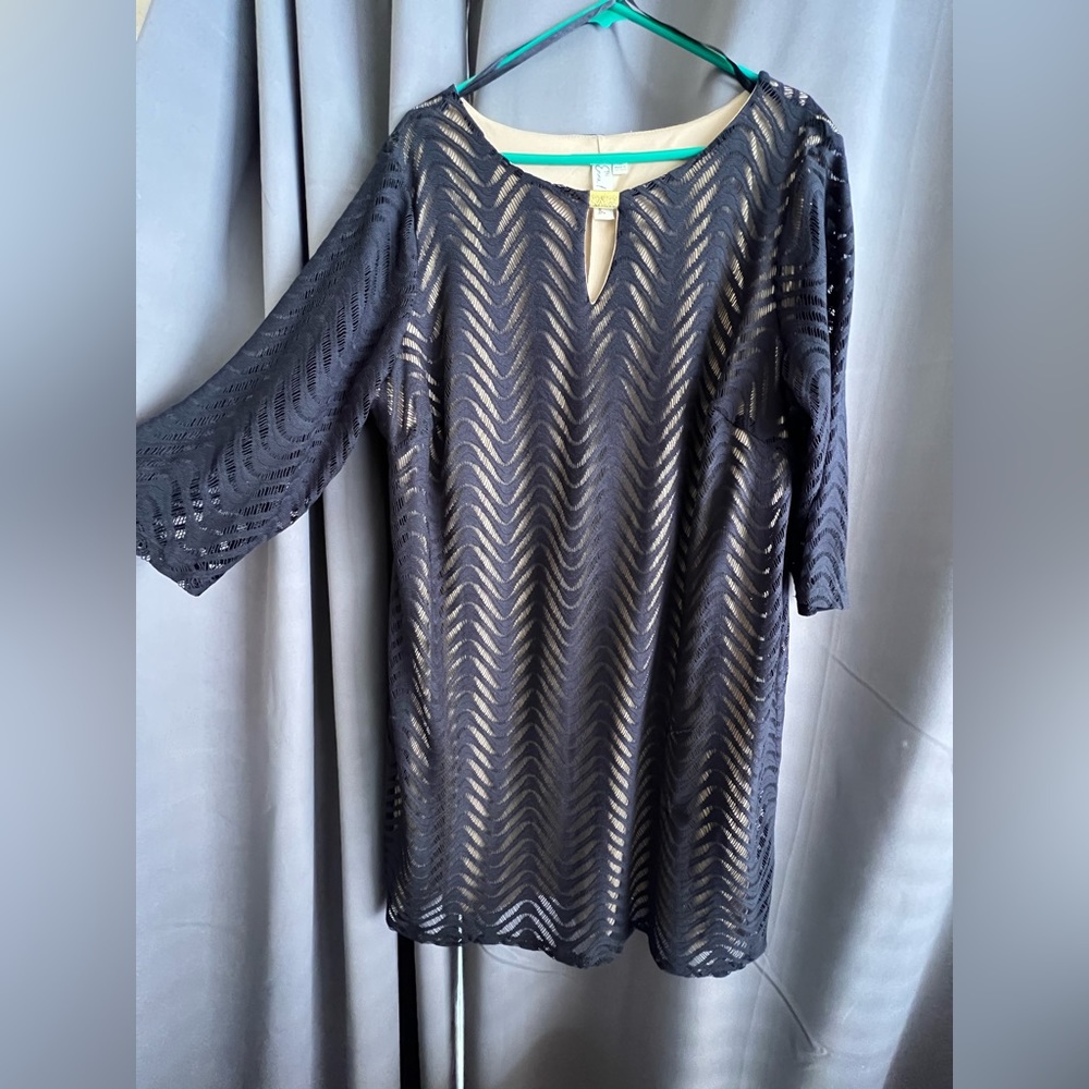 Emma & Michelle Black Lace Dress with Nude Lining - Picture 1 of 7